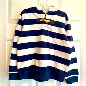 Janie and Jack blue and white striped hooded sweater.  Size 6.